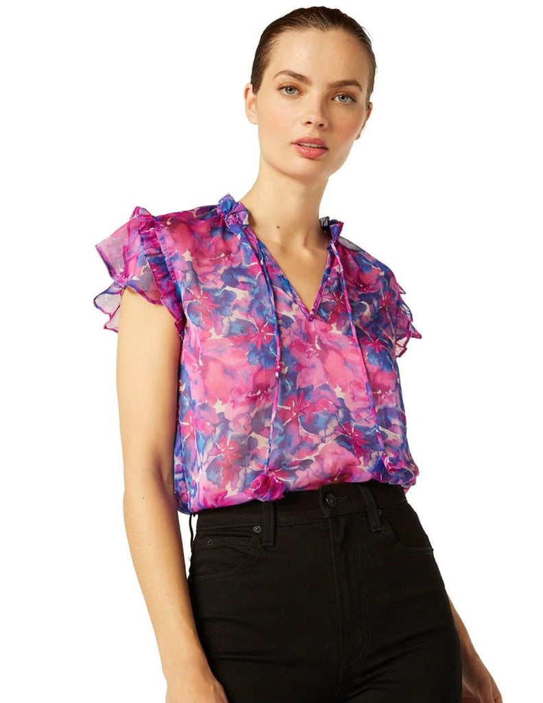 Basia Top in Watercolor Blues