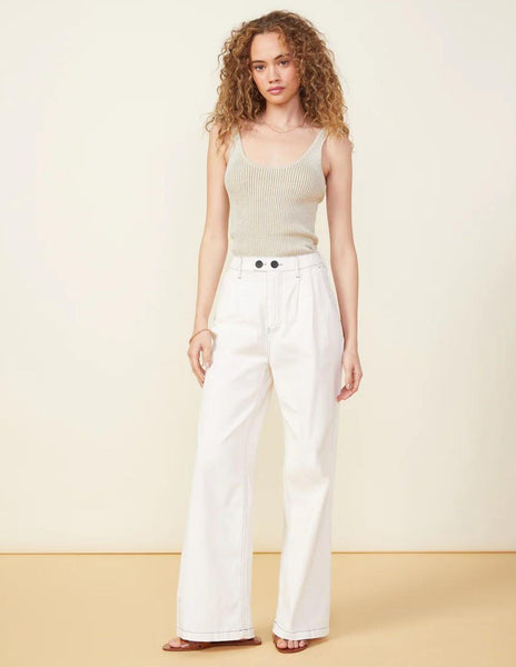 Cotton Twill Wide Leg Trousers