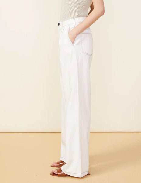Cotton Twill Wide Leg Trousers