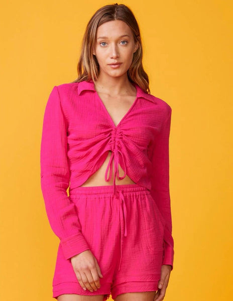 Gauze Shirred Blouse