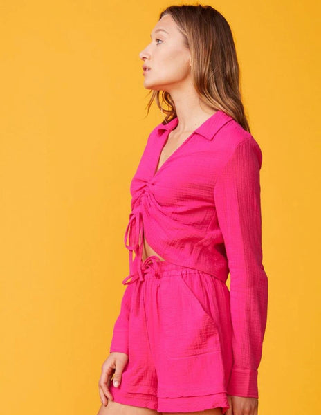 Gauze Shirred Blouse