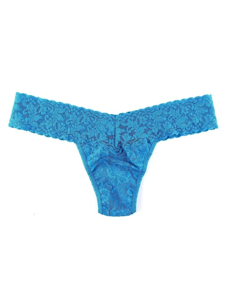 Signature Lace Low Rise Thong in Kingfisher Blue