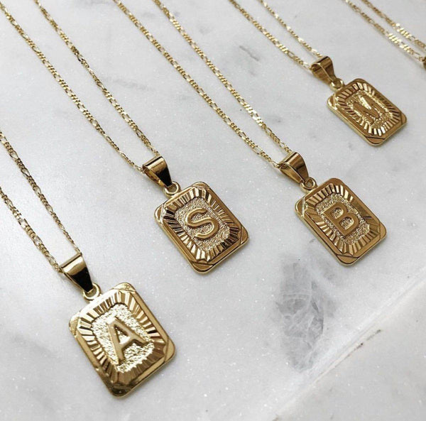 Gold Filled Initial Card Necklace