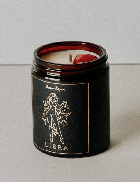 Libra Zodiac Crystal Candle