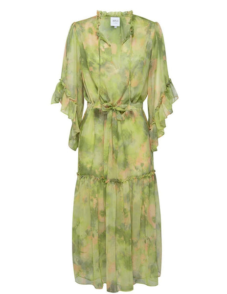 Marcele Dress in Charteuse Abstract