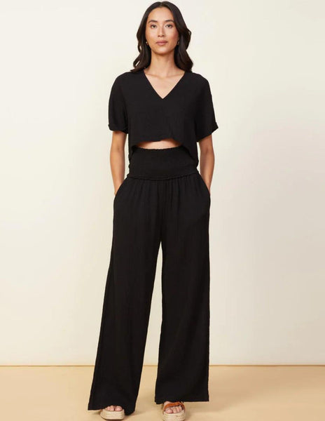 Gauze Smocked Flare Pant