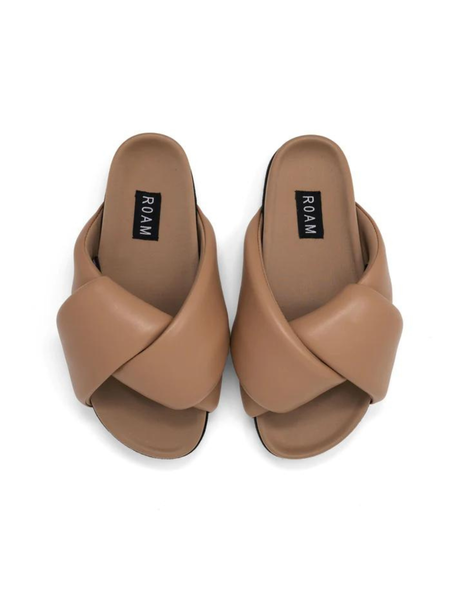 Foldy Puffy Sandals Nude Tonal Vegan Leather