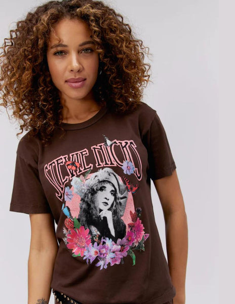 Stevie Nicks Flower Collage Ringer Tee