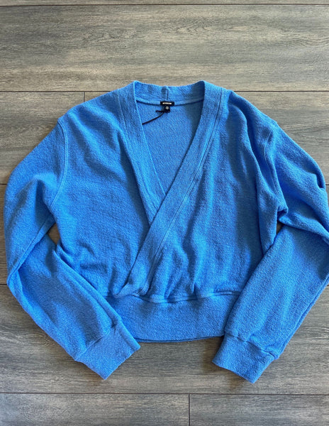 Linen Knit V-Neck Sweatshirt