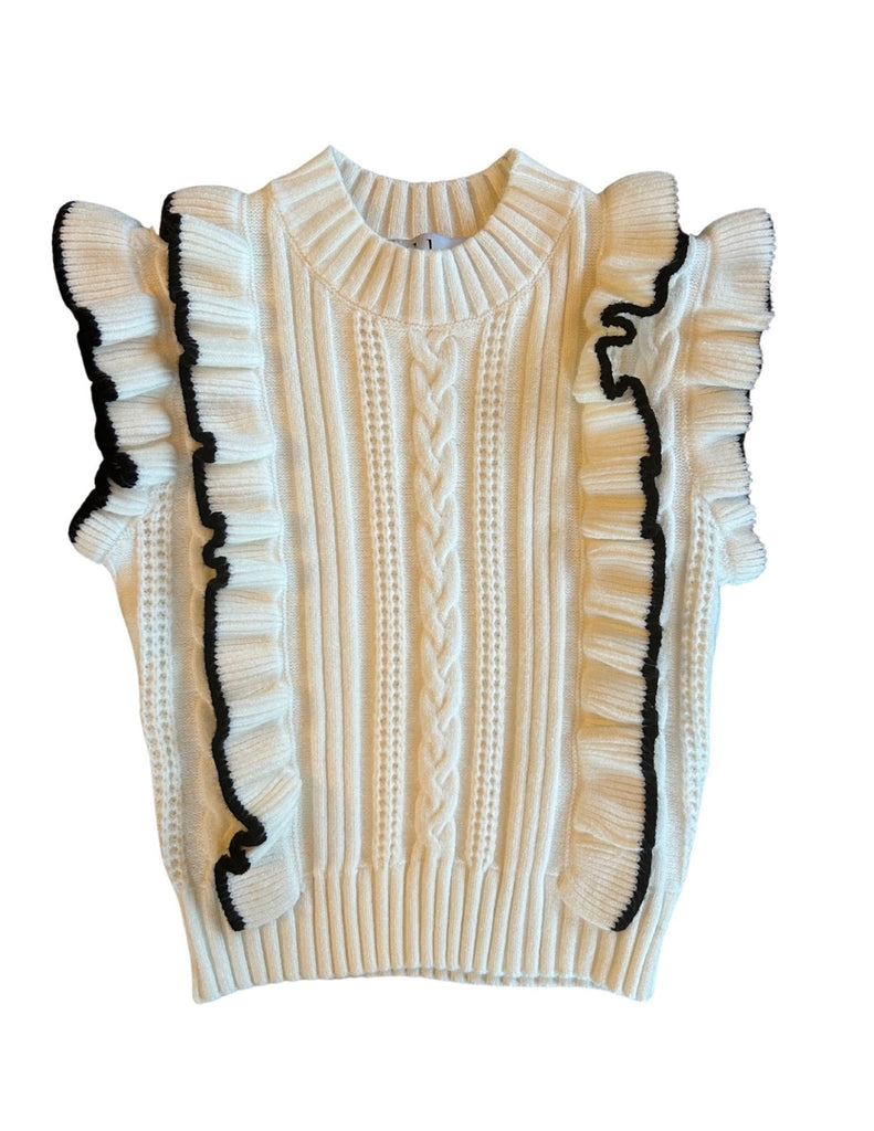Flutter Sleeve Rib Knit Sweater