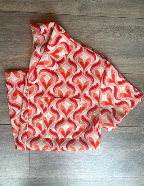 Satin Heart Print Shirt