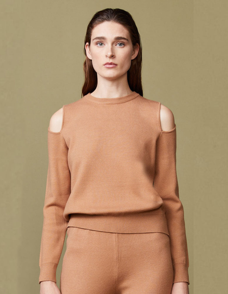 Supersoft Sweater Knit Sweatshirt w/ Cut Out Shoulder