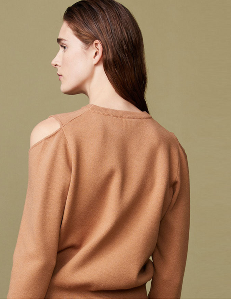 Supersoft Sweater Knit Sweatshirt w/ Cut Out Shoulder