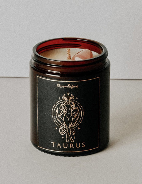Taurus Zodiac Crystal Candle